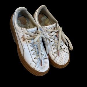 Puma creepers retro distressed look basketball platform with rose gold accent w7